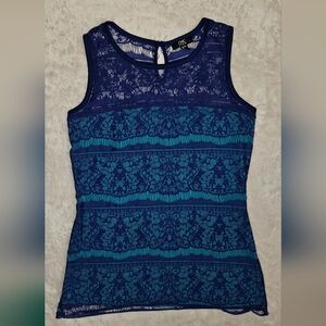 Jacob Blue Lace Fitted Tank Top Size Xsm